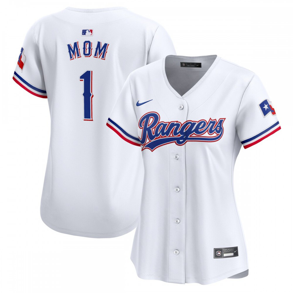 Texas Rangers Women's #1 Mom Home Limited Jersey - White-Pro Kit Vault | Brand New 26/27 Sports Jerseys
